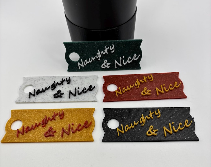 Christmas Naughty & Nice Stanley Cup Plate | Tumbler Plate Tag | Tumbler Lid Topper | All fit 40 Ounce Stanley | 3D Printed