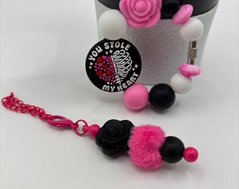 Valentines Day Stanley Cup Bracelet:  Cup Handle Bracelet | Straw Charm  | Valentine | Hearts | Galentines