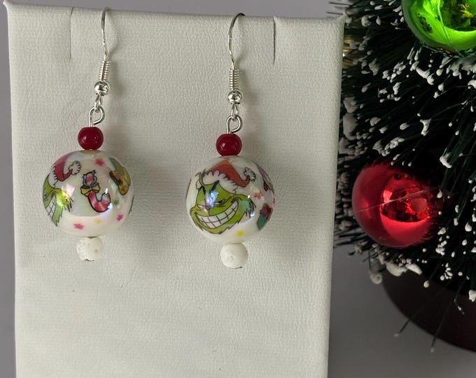 Christmas A Grinch Pair of Earrings | Grinch Hand | Holiday Earrings | Christmas Earrings | Sterling Silver Ear Wires