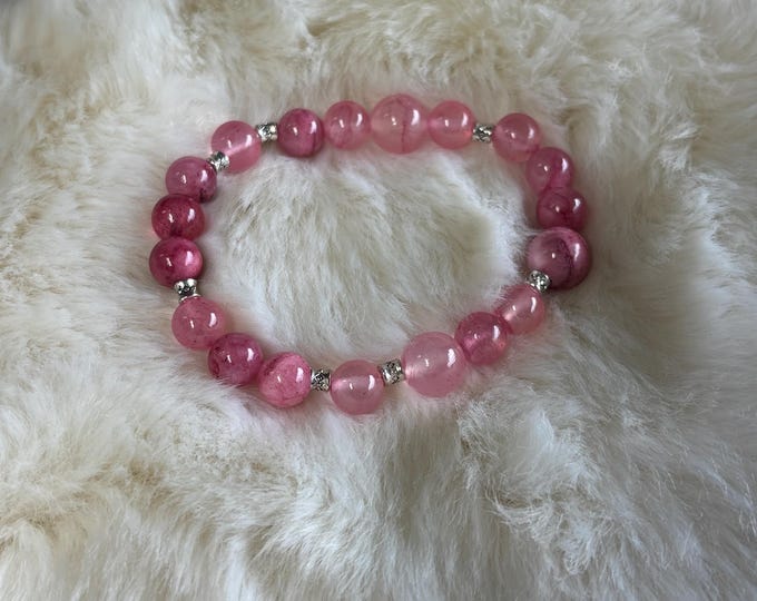 Pink Jade Gemstones | Jade bracelet | Gemstone bracelet | Stretch Bracelet | Morse Code bracelet | Blessed