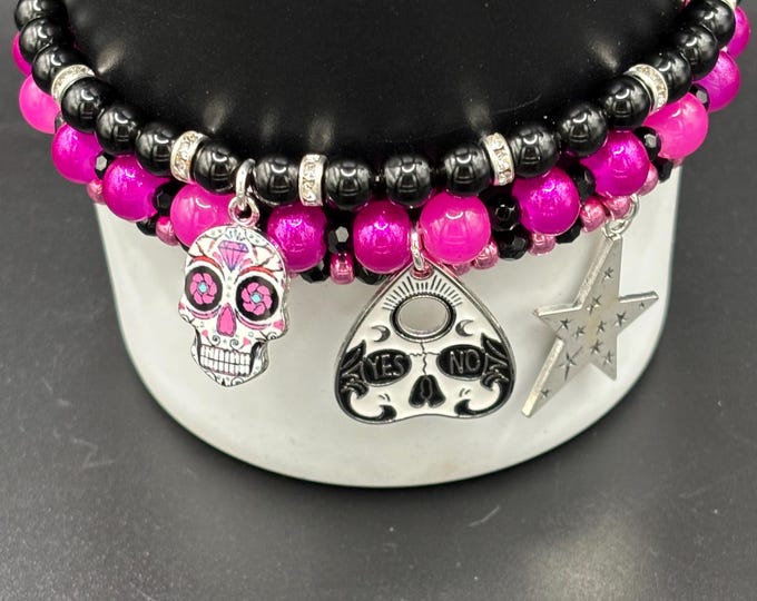 Halloween Stanley Cup Bracelet | Tumbler Accessories | Stanley Charm Bracelet | Tumbler Bracelet | Sugar Skulls | Stretchy Cup Bracelet