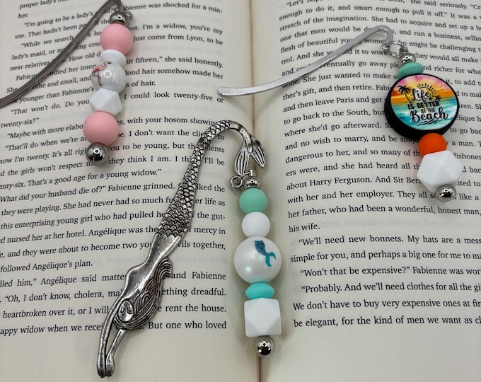 Beaded Bookmarks | Beach Theme Bookmark | Mermaid | Flamingo | Beach | Stocking Stuffer