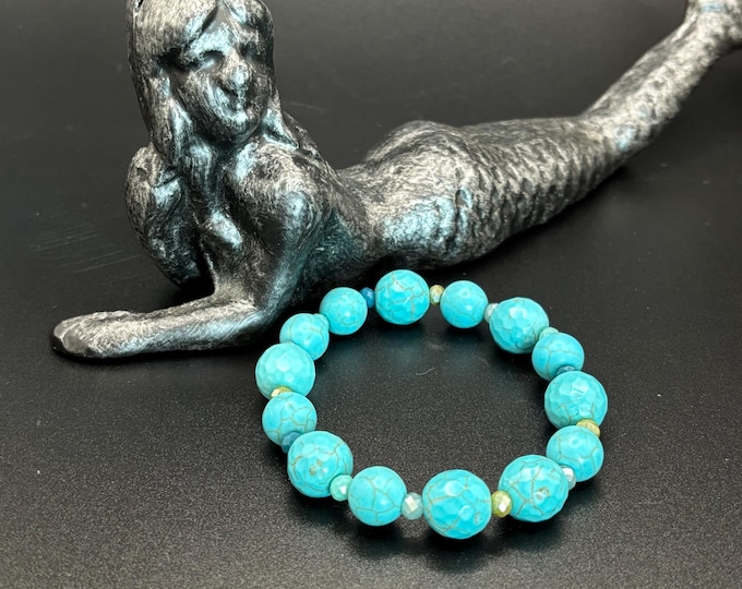 Turquoise Howlite Gemstones | Gemstone bracelet  | Stretch Bracelet