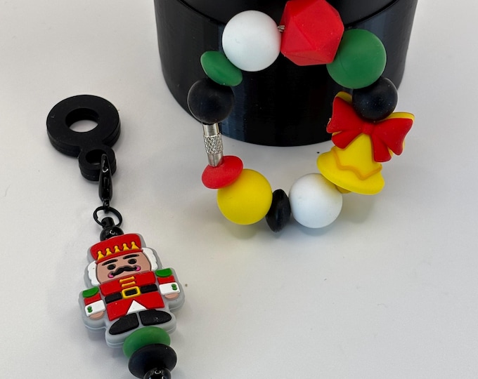 Christmas Nutcracker Stanley Cup Bracelet:  Cup Handle Bracelet | Straw Charm | Purse Bracelet | Holiday  | Bell