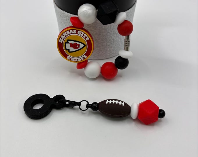Football Tumbler Accessories |  Stanley or Other Tumbler Cup Handle Bracelets | Straw Charms | Football