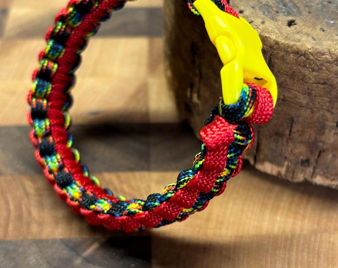 Red Handmade 550 Paracord Bracelet  | Cobra Knot Paracord Bracelet  | 7 1/2 inch Bracelet