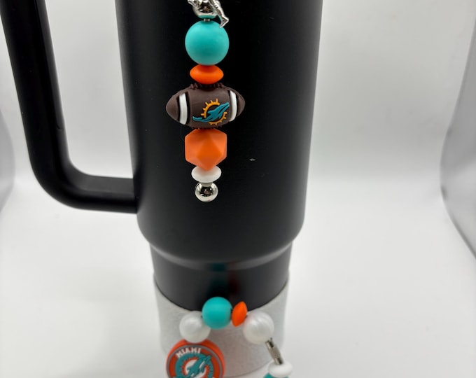Football Tumbler Accessories |  Stanley or Other Tumbler Cup Handle Bracelets | Straw Charms | Football team | Football charm