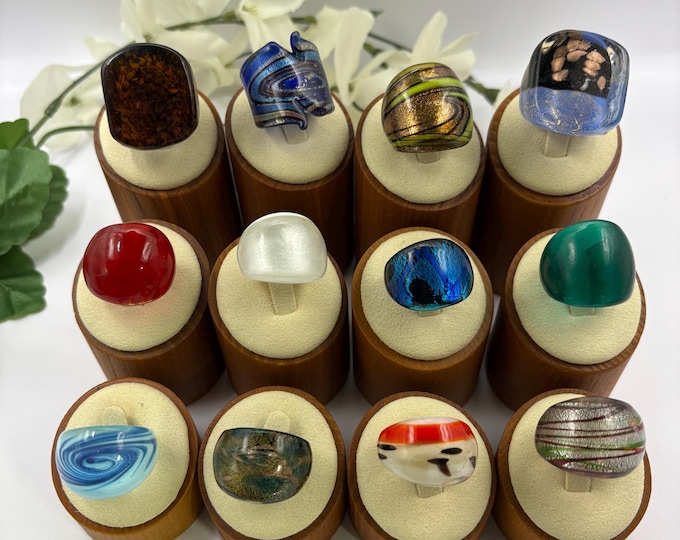 Size 6 |  Lampwork Glass Rings | Millefiori Glass Rings | Murano Inspired Glass Rings | Statement Rings