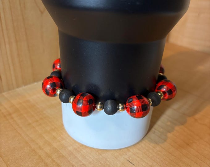 Buffalo Plaid Stanley Cup Bracelet | Tumbler Accessories | Stanley Bracelet | Tumbler Bracelet | Stretchy Cup Bracelet
