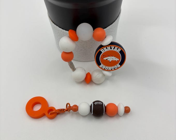 Football Tumbler Accessories |  Stanley or Other Tumbler Cup Handle Bracelets | Straw Charms | Football