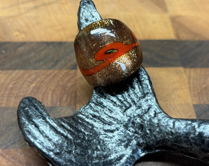 Gold Murano Inspired Glass Ring | Size 8  | Statement Ring | Lampwork Ring| Thick Style