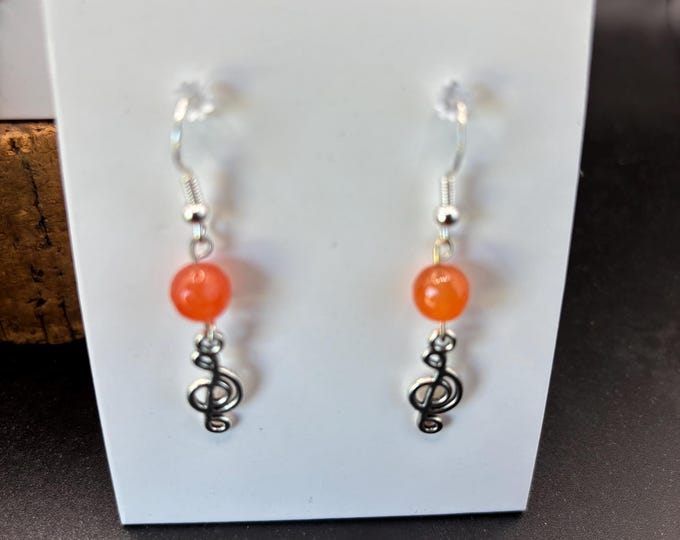 Music Theme  Earrings | Sterling Silver Ear  Wires | Guitar  Earrings | Band Earrings | Gemstone Accent