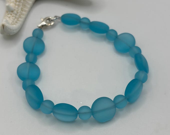 Blue Turquoise Seaglass Bracelet | Blue Seaglass |   | Seaglass Bracelet