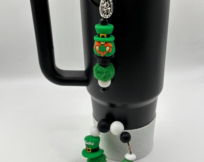 St Patrick’s Day Stanley Cup Bracelet:  Cup Handle Bracelet | Straw Charm  | Leprechaun | Lucky | Gnome