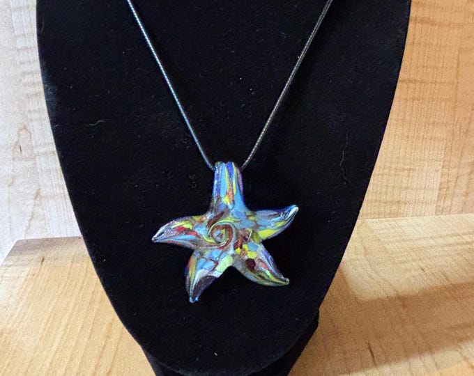 Blue glass Starfish Necklace | Glass Starfish Pendant Necklace | Starfish Jewelry | Starfish Pendant Necklace | Necklace With Cord