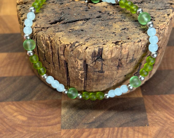 Olive Green Seaglass Anklet |  Olive Green Seaglass | Ankle Bracelet | Seaglass Jewelry