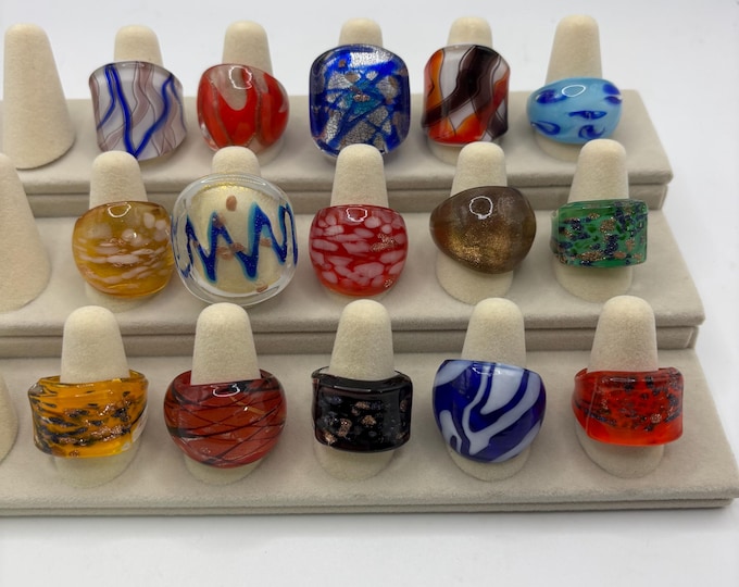 Size 8 1/2 Murano Inspired Glass Ring | Statement Ring | Lampwork Ring |