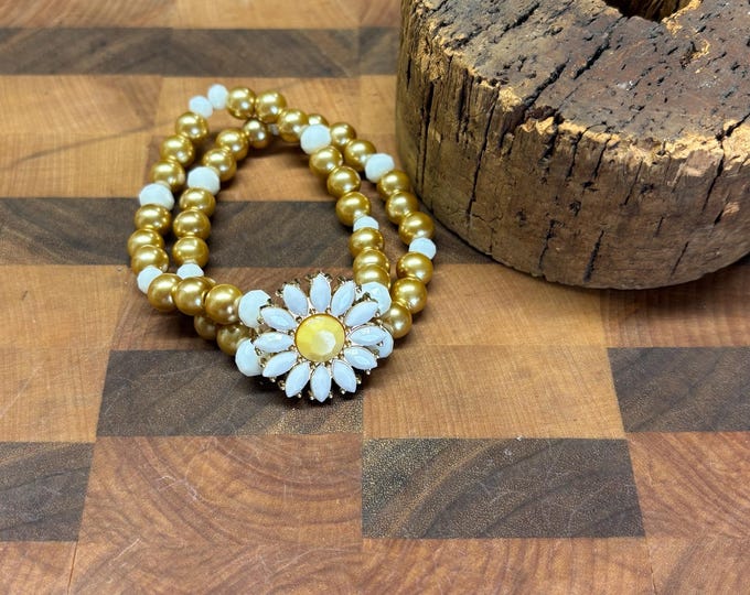 Pearl bracelet | Stretch bracelet | Multistrand bracelet | Flower  bracelet | Daisy bracelet