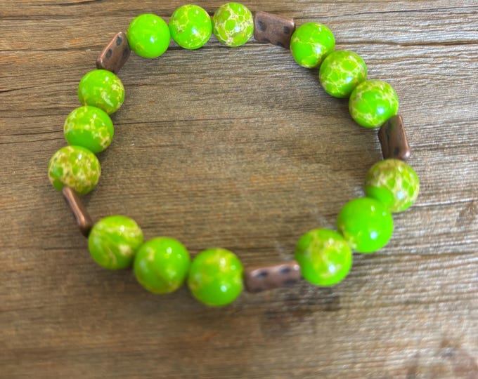 Green Jasper Gemstones | Gemstone bracelet  | Stretch Bracelet