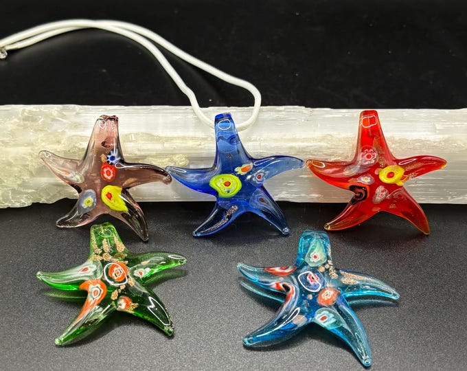 Millefiori Glass Starfish | Starfish Pendant Necklace | Starfish Jewelry | Glass Starfish Pendant
