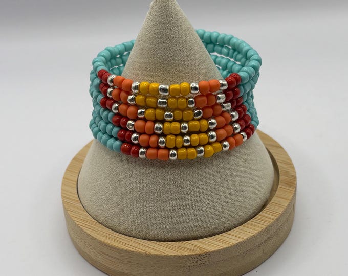 Boho Style Seed Bead Bracelet | Memory Wire Bracelet | Multi-Strand Bracelet |