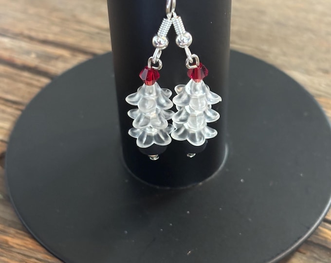 White Christmas Tree Earrings | Holiday Earrings | Christmas Earrings |