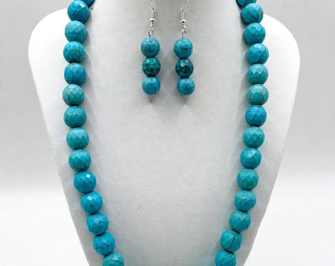 Turquoise Gemstone Necklace | Turquoise Gemstones |  Statement Necklace | Gemstone Necklace and Earring Set