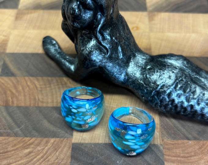 Blue Murano Inspired Glass Ring | Statement Ring | Lampwork Ring|