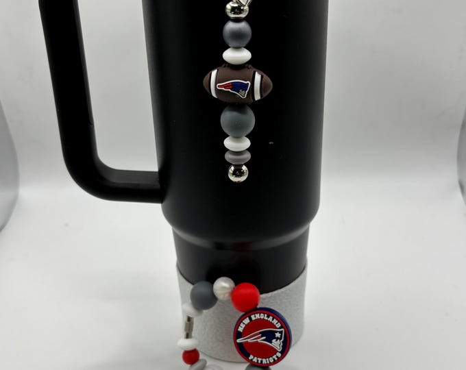 Football Tumbler Accessories |  Stanley or Other Tumbler Cup Handle Bracelets | Straw Charms | Football team | Football charm