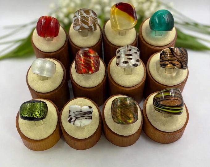 Size 5 1/2  Lampwork Glass Rings | Millefiori, Murano Inspired Designs | Statement Rings