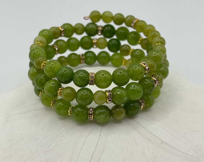 Peridot Natural Gemstone Bracelet | Memory wire bracelet | Multistrand bracelet | Peridot Gemstones |