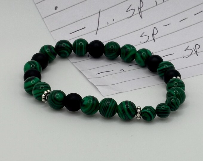 Malachite Gemstones | Gemstone bracelet | Stretch Bracelet | Morse Code bracelet | Blessed