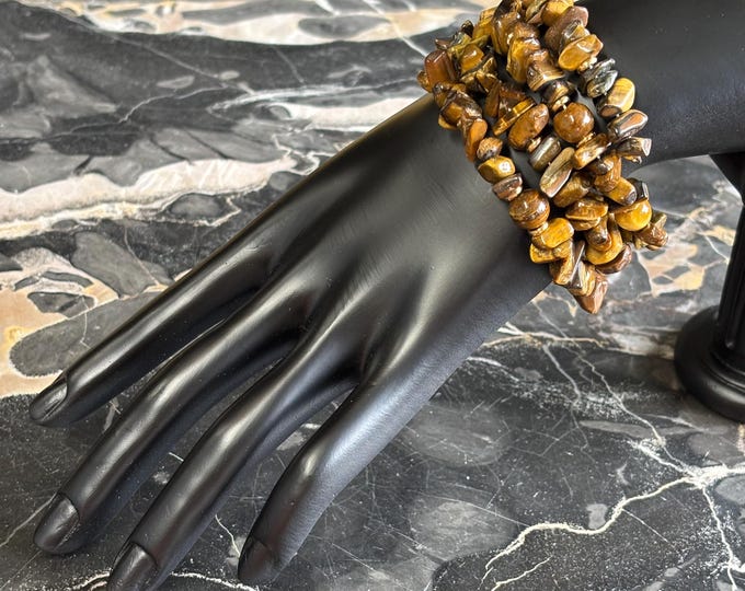 Brown Tiger Eye Bracelet | Memory Wire Bracelet | Multi-Strand Bracelet | Tiger Eye Gemstone