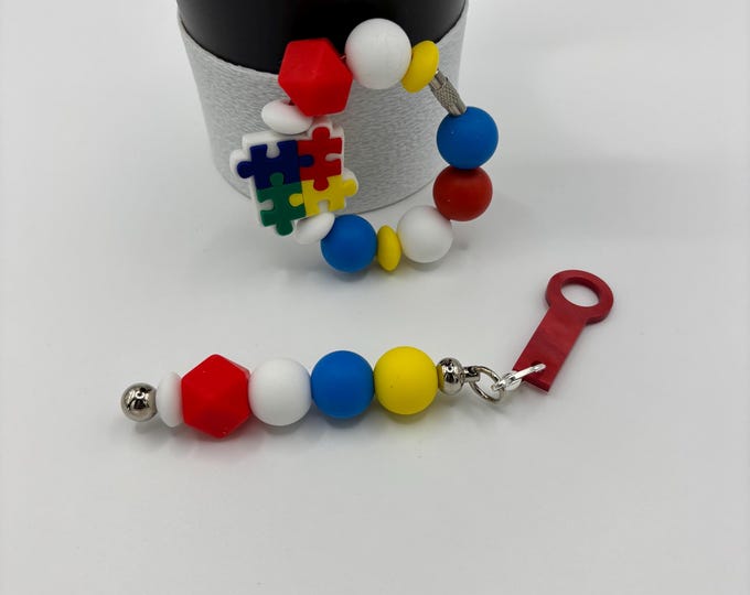 Autism Awareness Stanley Cup Bracelet:  Cup Handle Bracelet | Straw Charm | Purse Bracelet |