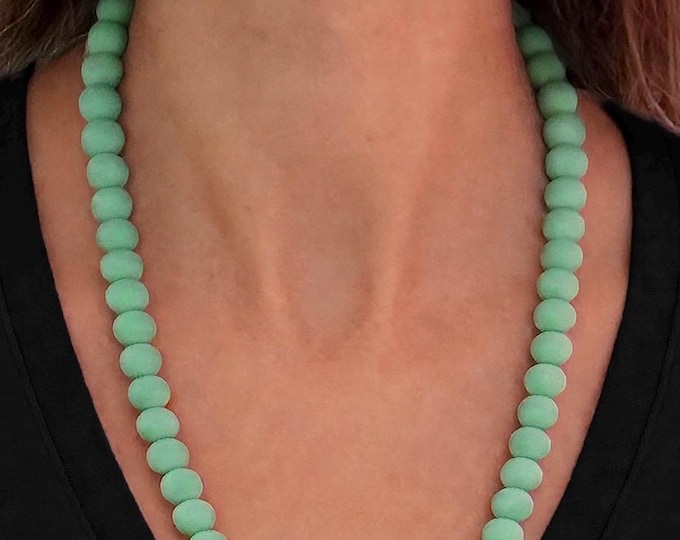 A Seafoam Statement Seaglass Necklaces | Seaglass Necklace | 10mm Beads | Statement Necklace |  Seafoam Green Seaglass | Set Option