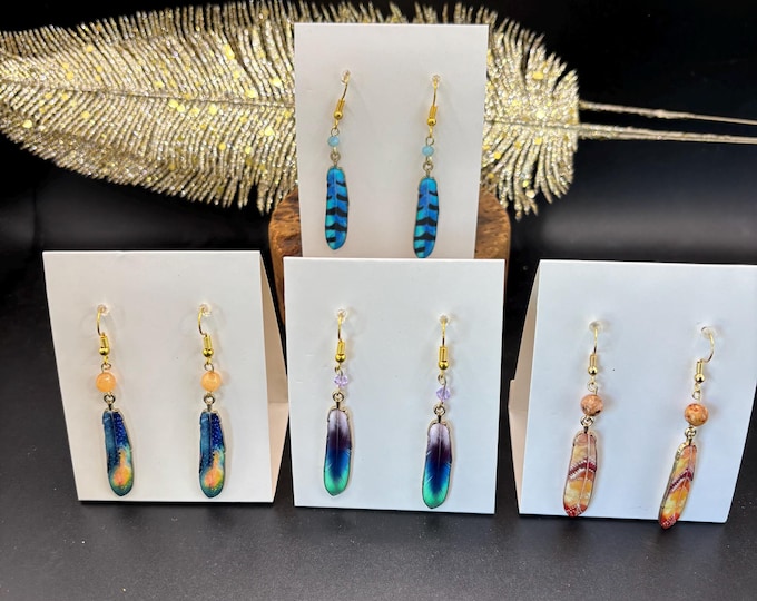 Feather Earrings Several Options  | Bohemian Earrings | Enamel Feather Earrings | Boho Style
