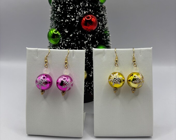 Snowflake Earrings | Holiday Earrings |  Moonstone Accent | Christmas Earrings |