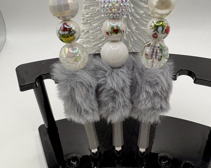 Christmas Grinch Fur  Pen:  Beaded Pen | Christmas Theme | Grinch |