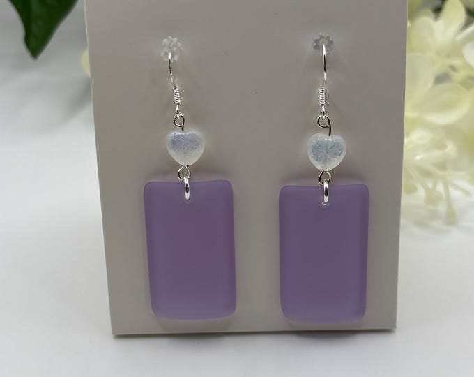 Lilac Purple  Seaglass Earrings | Seaglass | Beach Glass Earrings on Sterling Silver