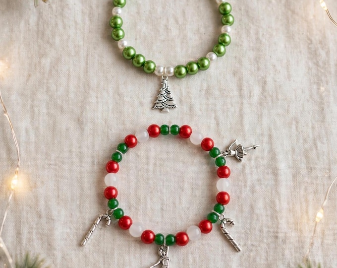Christmas Charm Bracelets | Holiday bracelets  | Stretch Bracelets