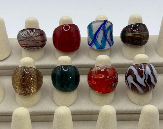 Size 6 1/4 |  Assorted Glass Rings | Millefiori Glass Rings | Murano Inspired Glass Rings