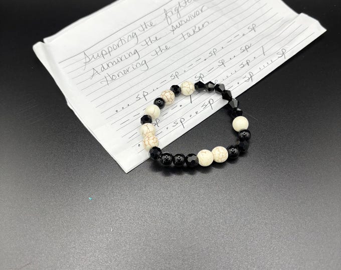 White Howlite  Gemstones | Gemstone bracelet | Stretch Bracelet | Morse Code bracelet | Admire