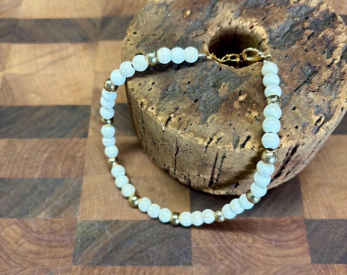 White Howlite Ankle Bracelet | Gemstone Ankle Bracelet | Anklet | Gemstone Anklet