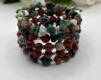 Jasper Amazonite Aventurine Gemstone  bracelet | Memory wire bracelet | Multistrand bracelet |  gemstones |