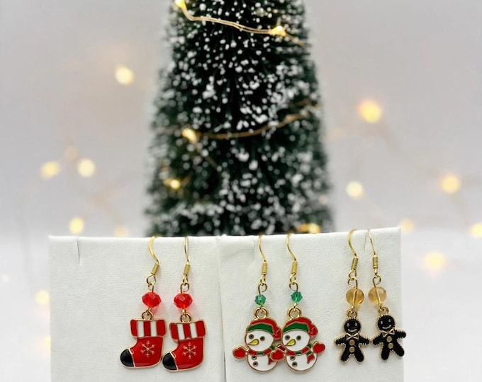 Christmas Snowman Earrings | Holiday Earrings | Christmas Earrings |