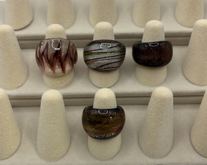 Size 6 |  Assorted Glass Rings | Murano Inspired Glass Rings