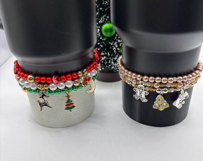 Christmas Stanley Cup Bracelet | Tumbler Accessories  | Stanley Charm Bracelet | Tumbler Bracelet | Christmas | Stretchy Cup Bracelet
