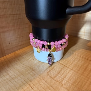 Armband Stanley Cup rosa | Becher Zubehör | Stanley Bettelarmband | Becher Armband | Dehnbares Cup-Armband