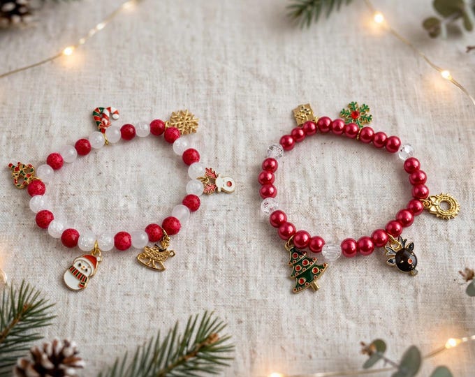 Christmas Charm Bracelets | Holiday bracelets  | Stretch Bracelets