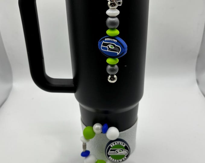 Football Tumbler Accessories |  Stanley or Other Tumbler Cup Handle Bracelets | Straw Charms | Football team | Football charm